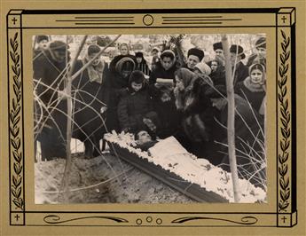 (U.S.S.R.--FUNERAL) A large album containing 105 grim photographs documenting a Soviet-era funeral in a small village.